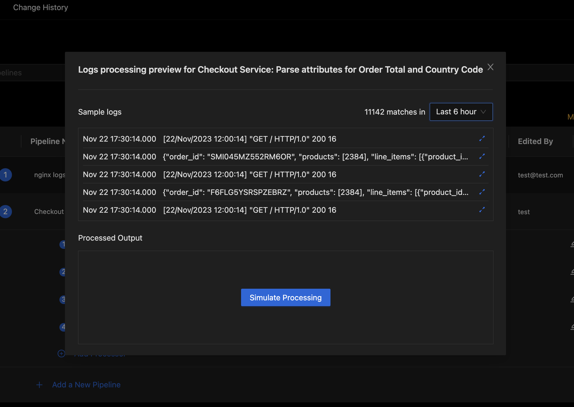 Pipeline Preview with Sample Logs